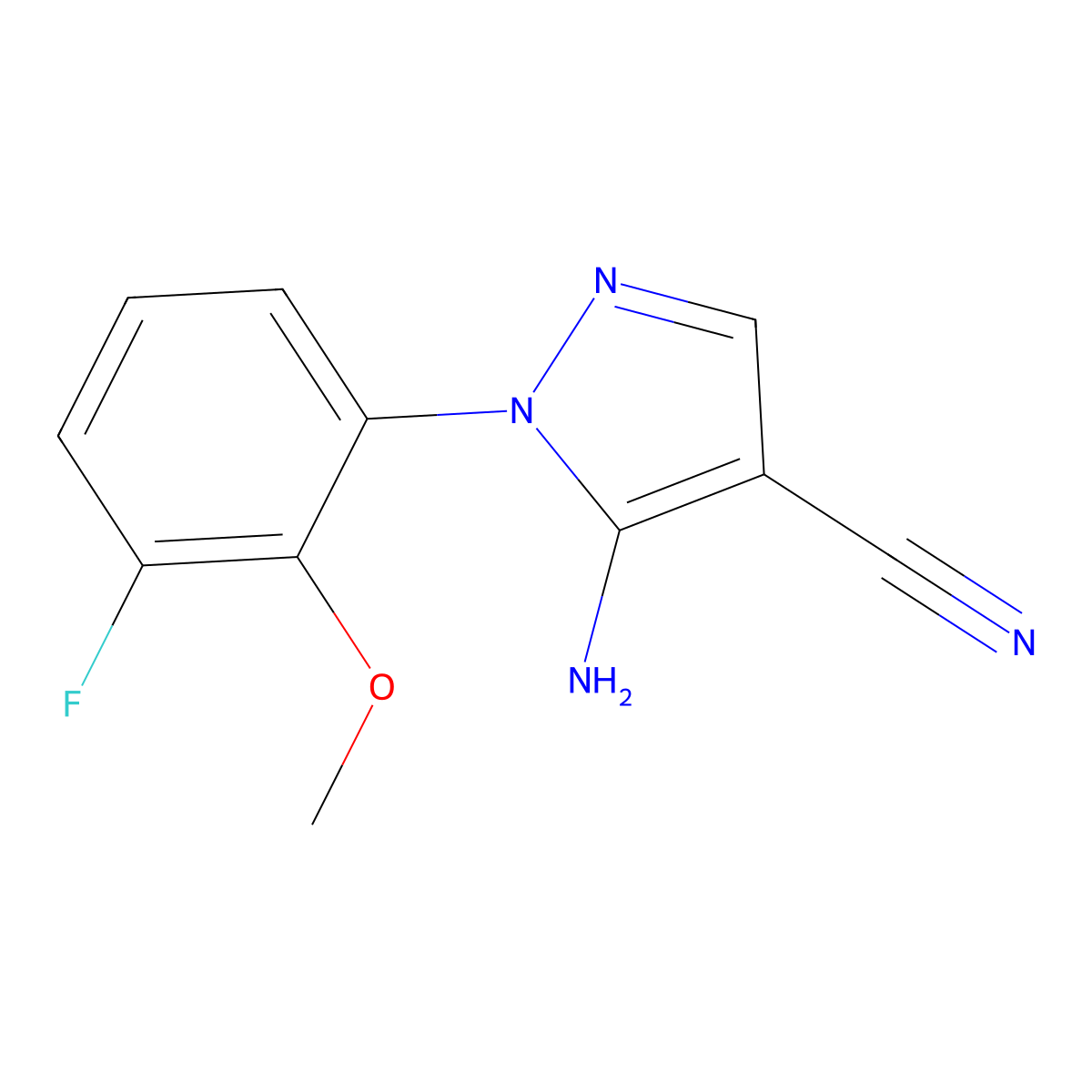 5-Amino-1-(3-fluoro-2-methoxy-phenyl)-1H-pyrazole-4-carbonitrile molecular structure, CAS 1159678-62-2