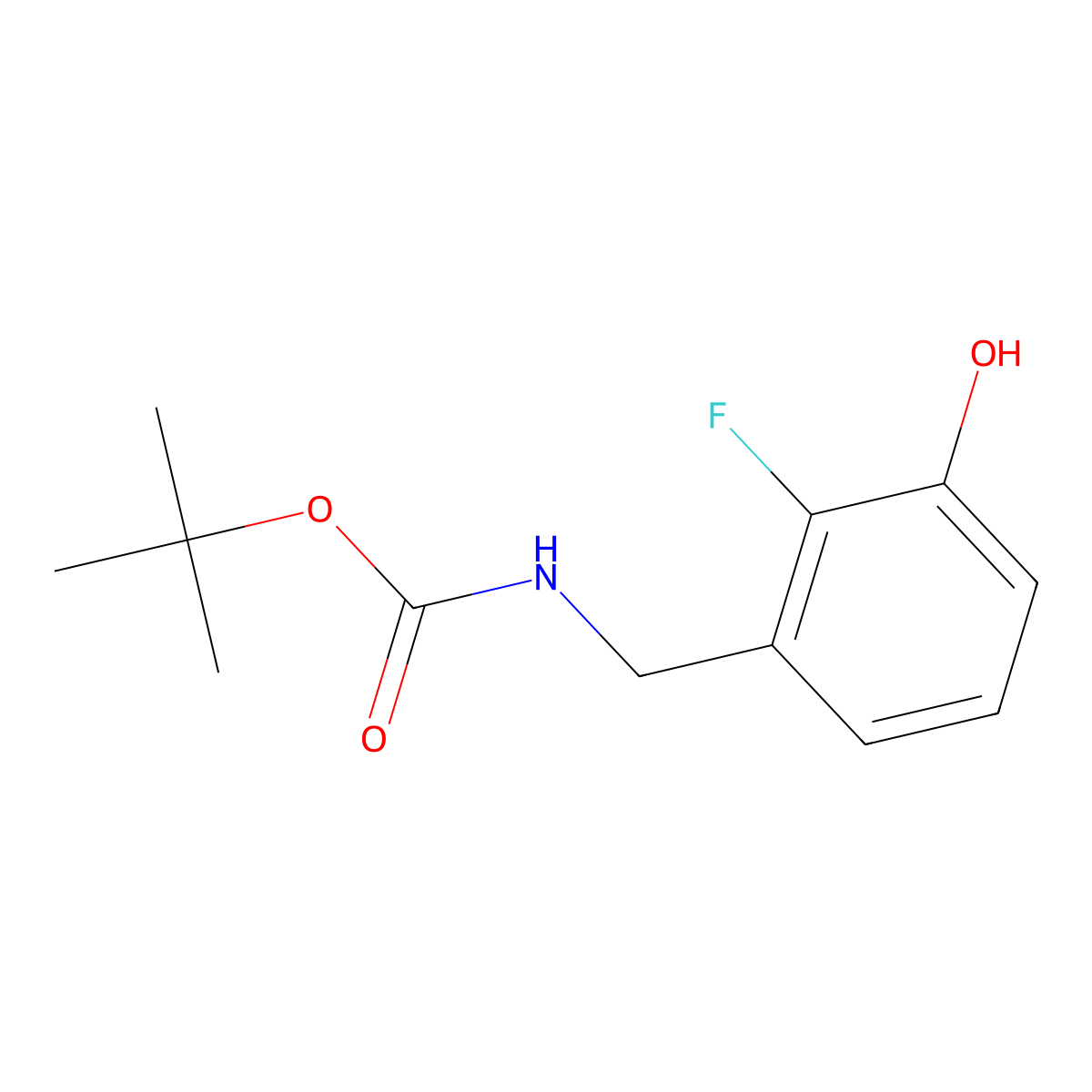 Tert-butyl n-[(2-fluoro-3-hydroxyphenyl)methyl]carbamate molecular structure, CAS 1159685-64-9