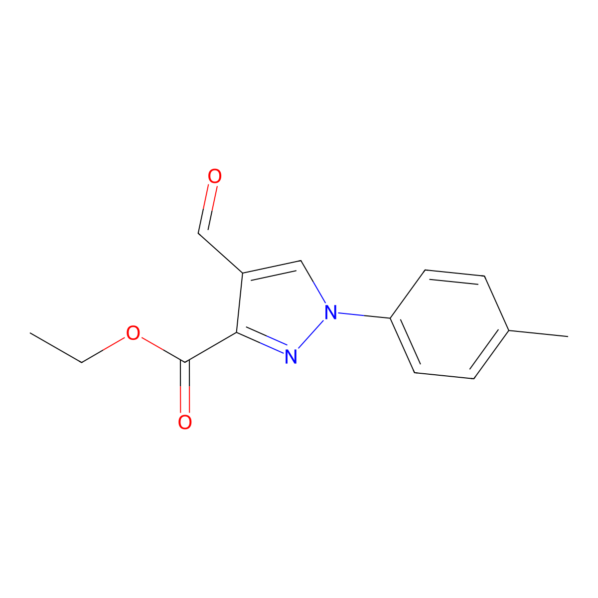 Ethyl 4-formyl-1-(P-tolyl)-1H-pyrazole-3-carboxylate molecular structure, CAS 1159691-35-6