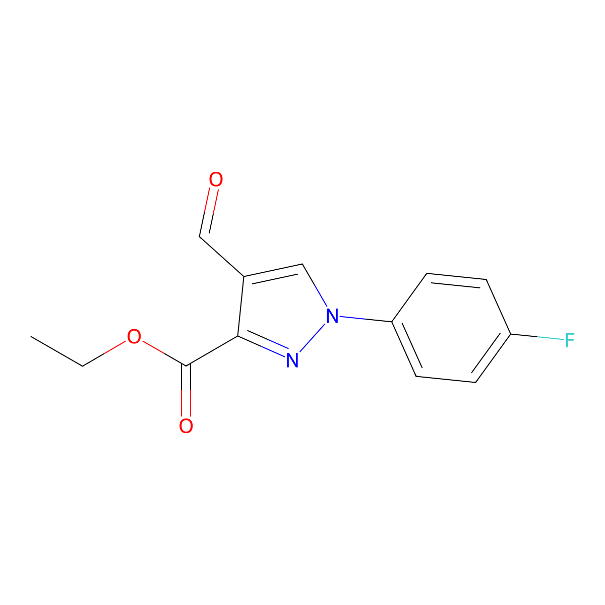 Ethyl 1-(4-fluorophenyl)-4-formyl-1H-pyrazole-3-carboxylate molecular structure, CAS 1159691-42-5
