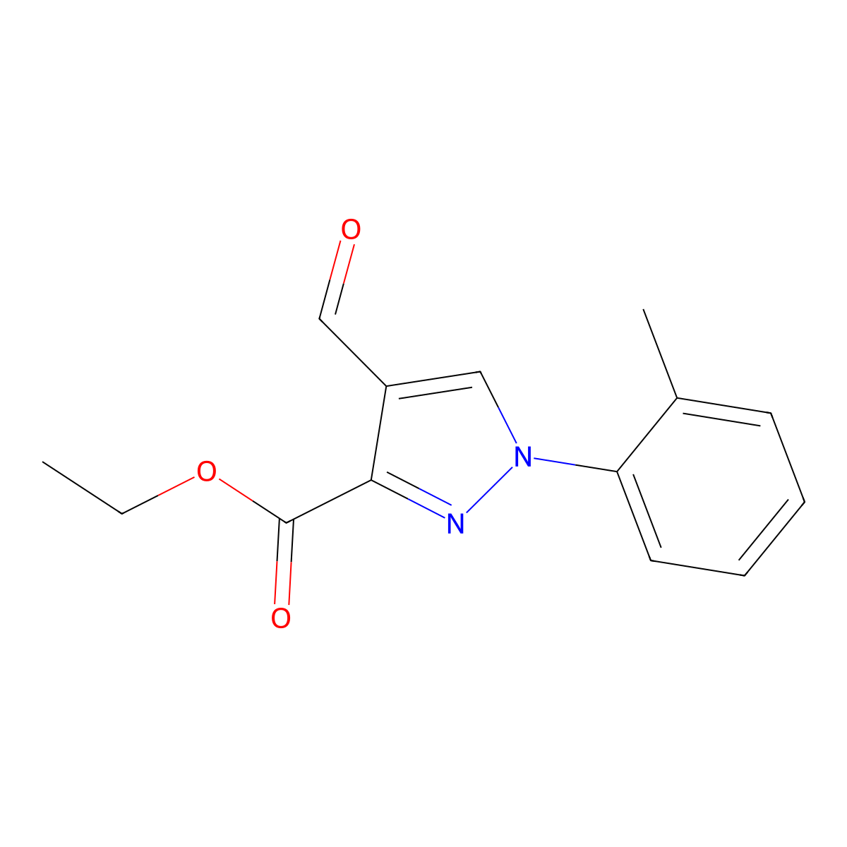 Ethyl 4-formyl-1-(O-tolyl)-1H-pyrazole-3-carboxylate molecular structure, CAS 1159691-68-5