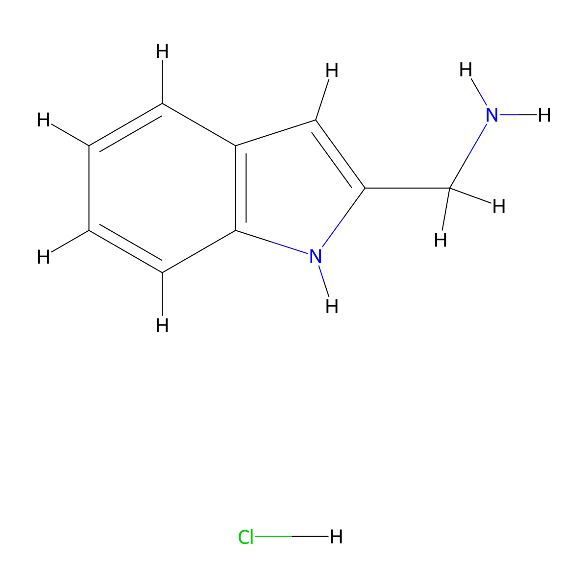 (1H-indol-2-yl)methanamine hydrochloride molecular structure, CAS 1159692-99-5