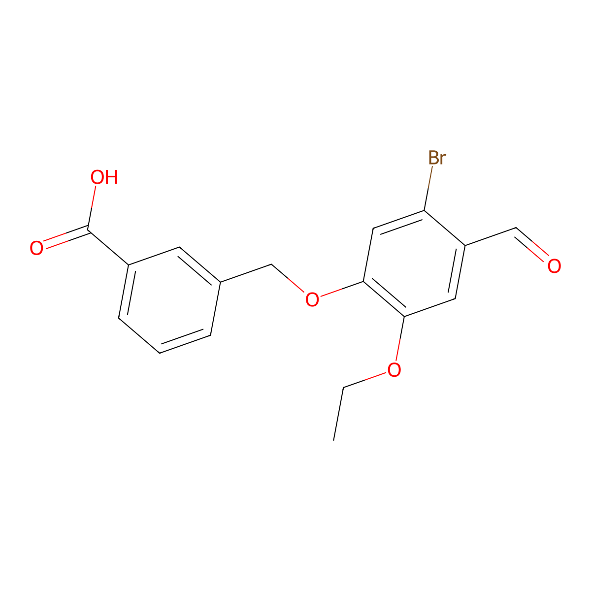 3-((5-Bromo-2-ethoxy-4-formylphenoxy)methyl)benzoic acid molecular structure, CAS 1159693-38-5