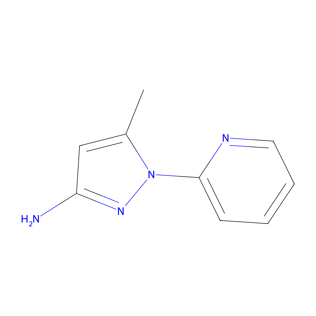 5-methyl-1-(pyridin-2-yl)-1H-pyrazol-3-amine molecular structure, CAS 1159693-71-6