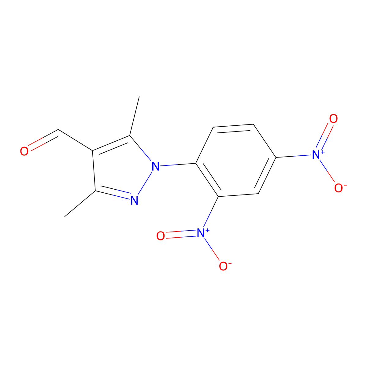 1-(2,4-dinitrophenyl)-3,5-dimethyl-1H-pyrazole-4-carbaldehyde molecular structure, CAS 1159693-93-2