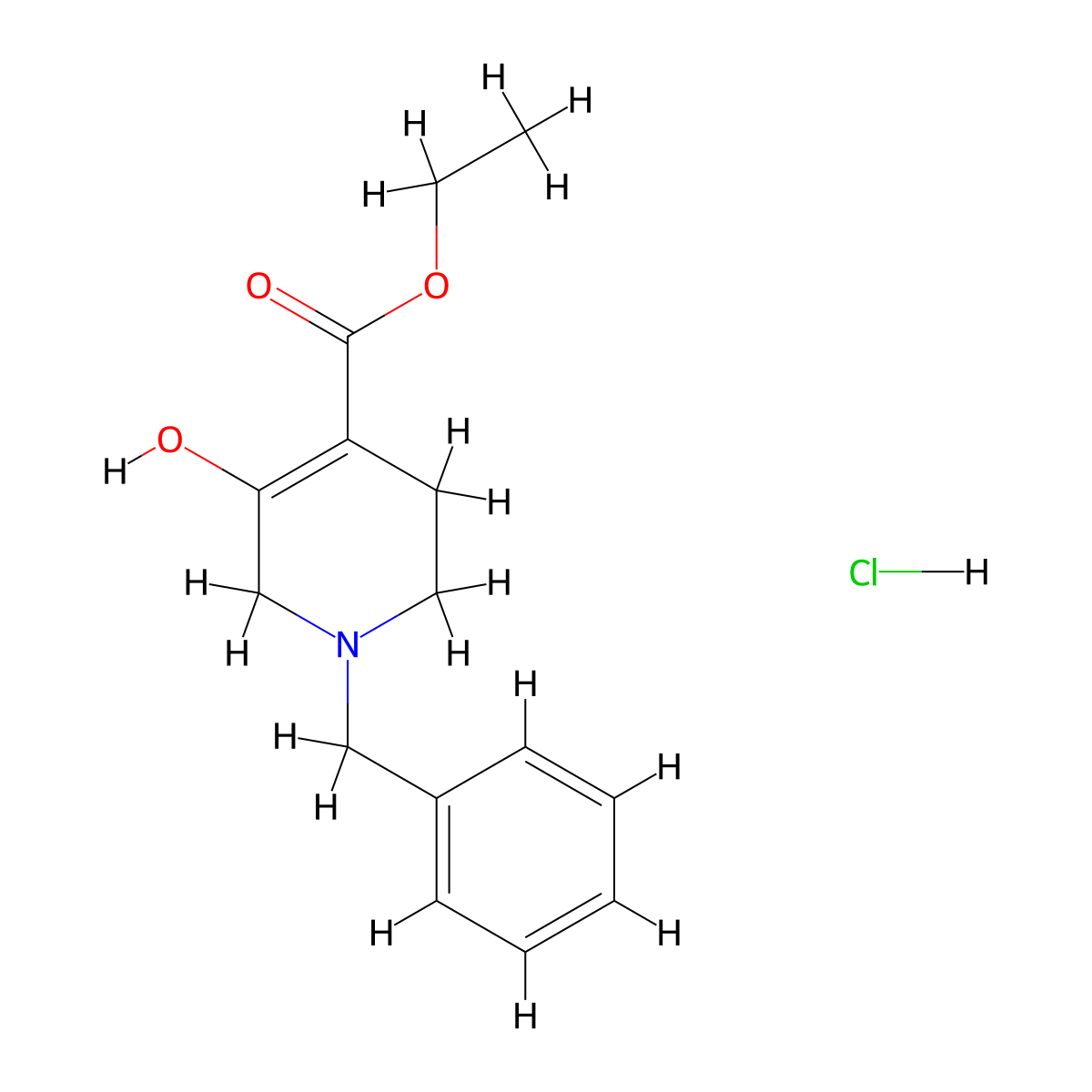 Ethyl 1-benzyl-5-hydroxy-1,2,3,6-tetrahydropyridine-4-carboxylate hydrochloride molecular structure, CAS 1159694-57-1