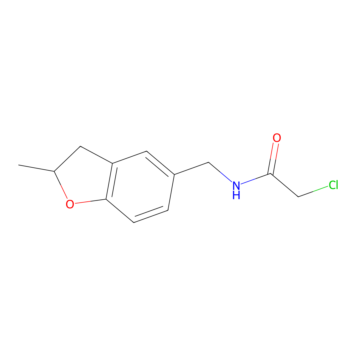 2-chloro-N-[(2-methyl-2,3-dihydro-1-benzofuran-5-yl)methyl]acetamide molecular structure, CAS 1159695-09-6
