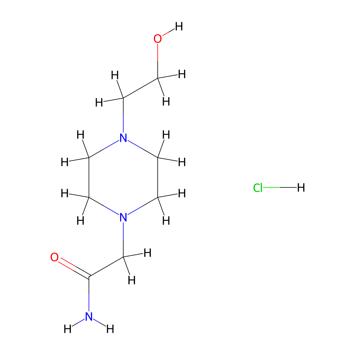 2-[4-(2-Hydroxyethyl)-1-piperazinyl]acetamide hydrochloride molecular structure, CAS 1159695-12-1