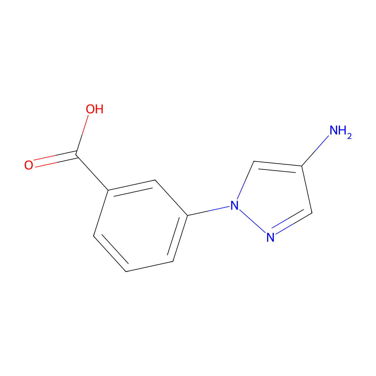 3-(4-Amino-1H-pyrazol-1-yl)benzoic acid molecular structure, CAS 1159696-44-2