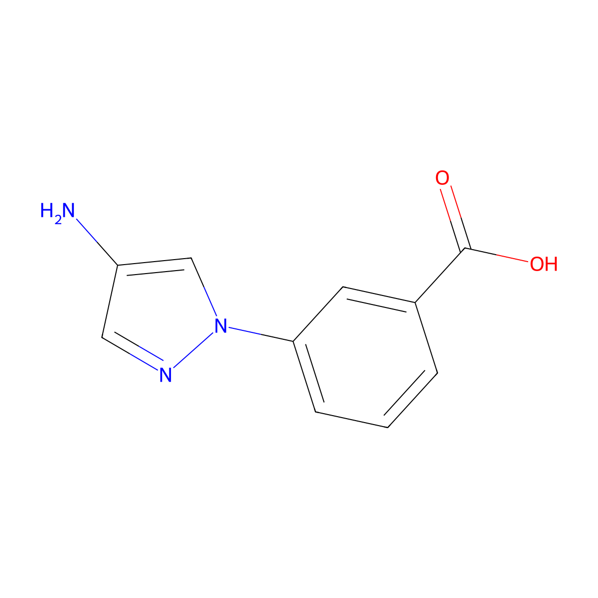 3-(4-Amino-1H-pyrazol-1-yl)benzoic acid molecular structure, CAS 1159696-44-2
