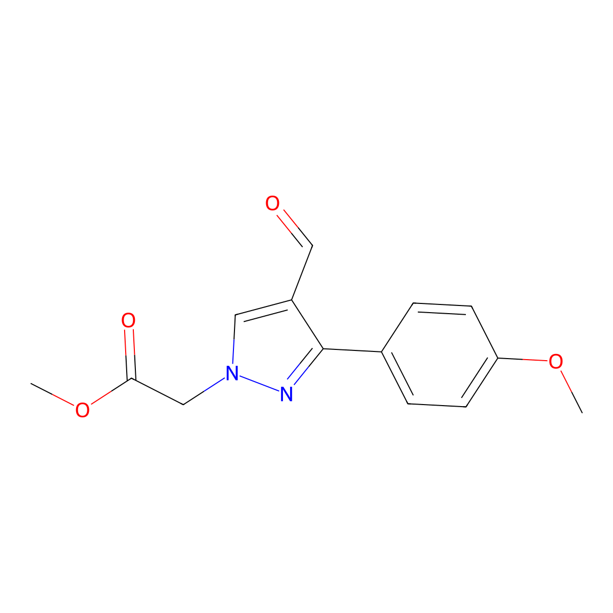 methyl [4-formyl-3-(4-methoxyphenyl)-1H-pyrazol-1-yl]acetate molecular structure, CAS 1159697-43-4