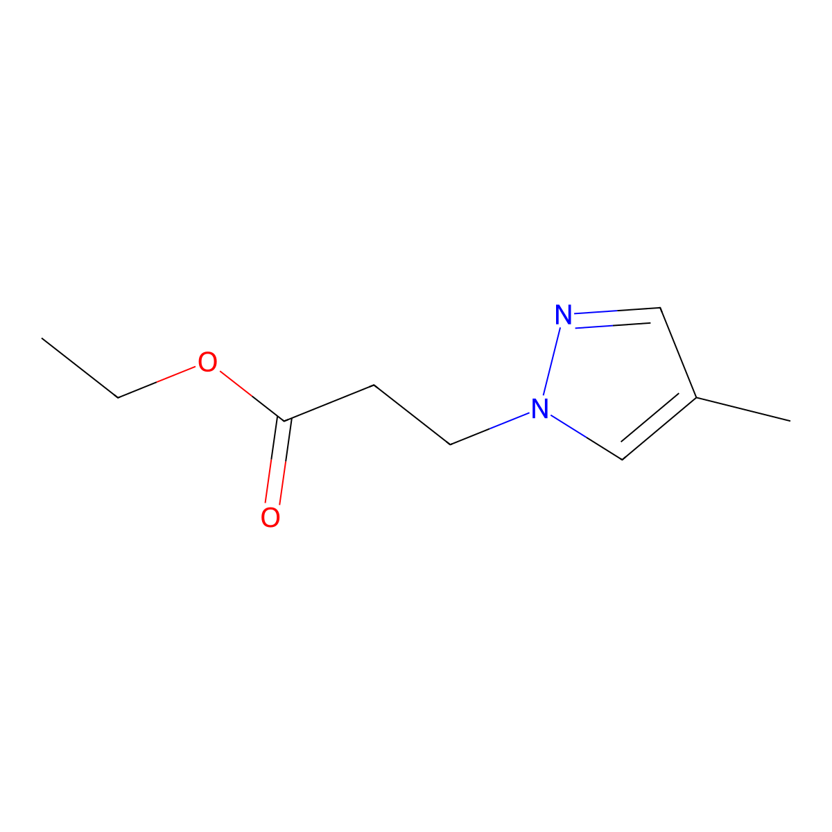 ethyl 3-(4-methyl-1H-pyrazol-1-yl)propanoate molecular structure, CAS 1159697-46-7
