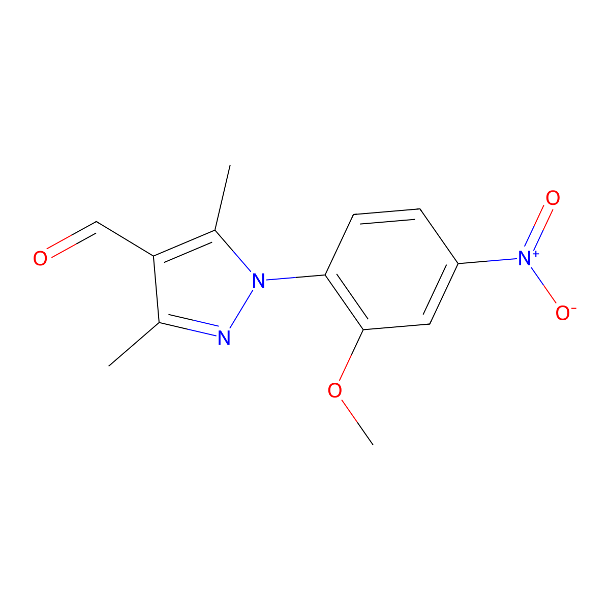 1-(2-methoxy-4-nitrophenyl)-3,5-dimethyl-1H-pyrazole-4-carbaldehyde molecular structure, CAS 1159697-62-7