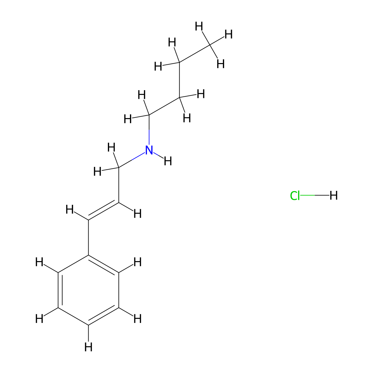 (2E)-N-Butyl-3-phenyl-2-propen-1-amine hydrochloride molecular structure, CAS 1159698-11-9
