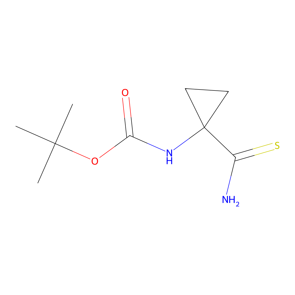 tert-Butyl (1-carbamothioylcyclopropyl)carbamate molecular structure, CAS 1159733-28-4