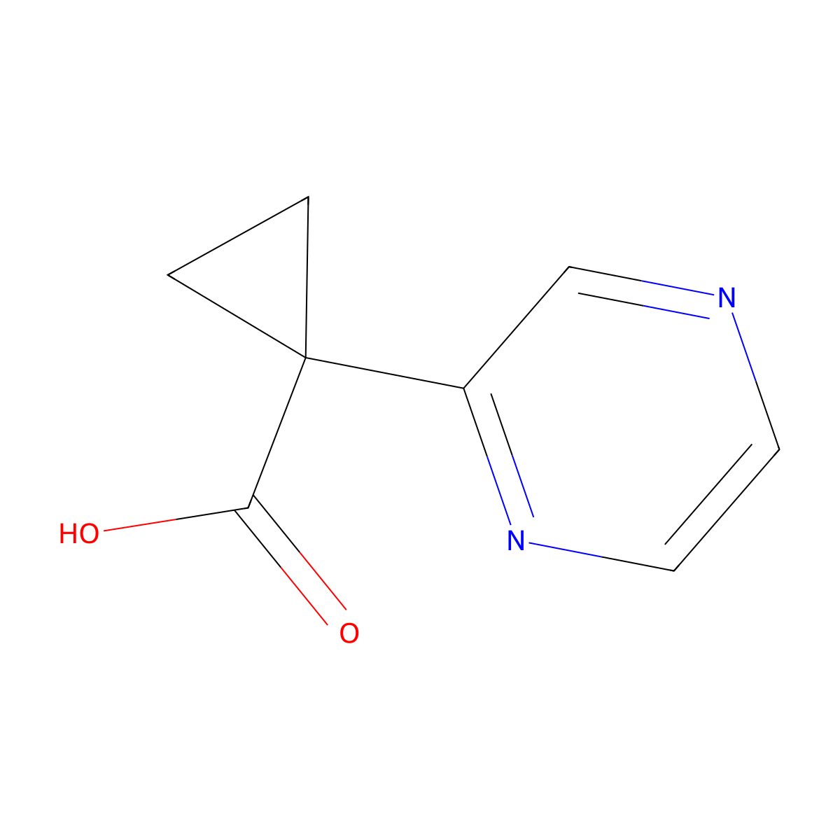 1-(Pyrazin-2-YL)cyclopropanecarboxylic acid molecular structure, CAS 1159734-52-7