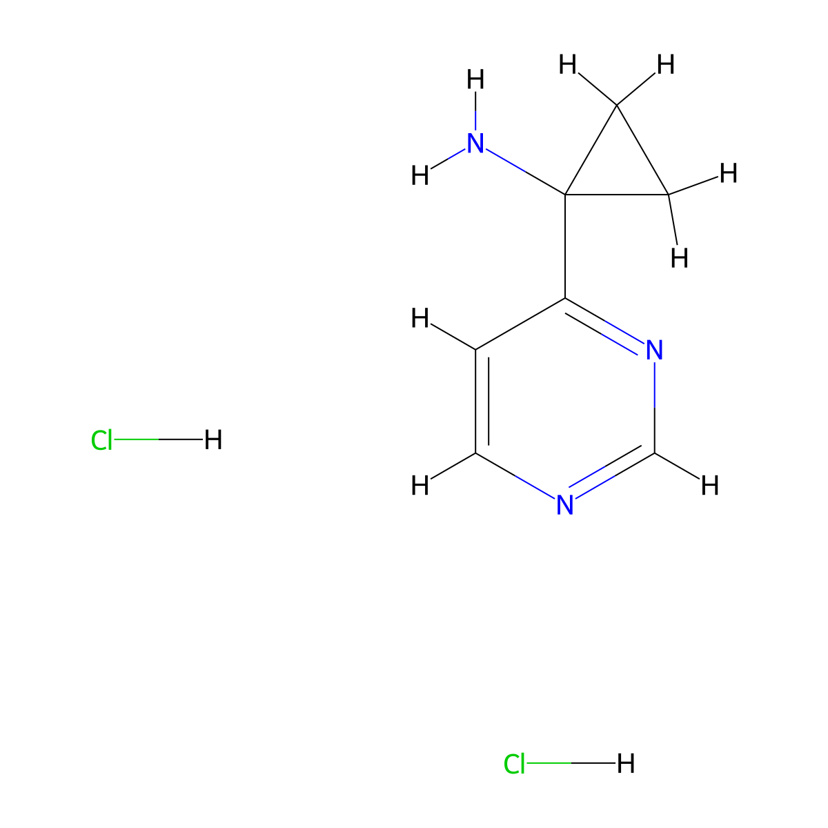 1-(Pyrimidin-4-yl)cyclopropan-1-amine dihydrochloride molecular structure, CAS 1159734-88-9