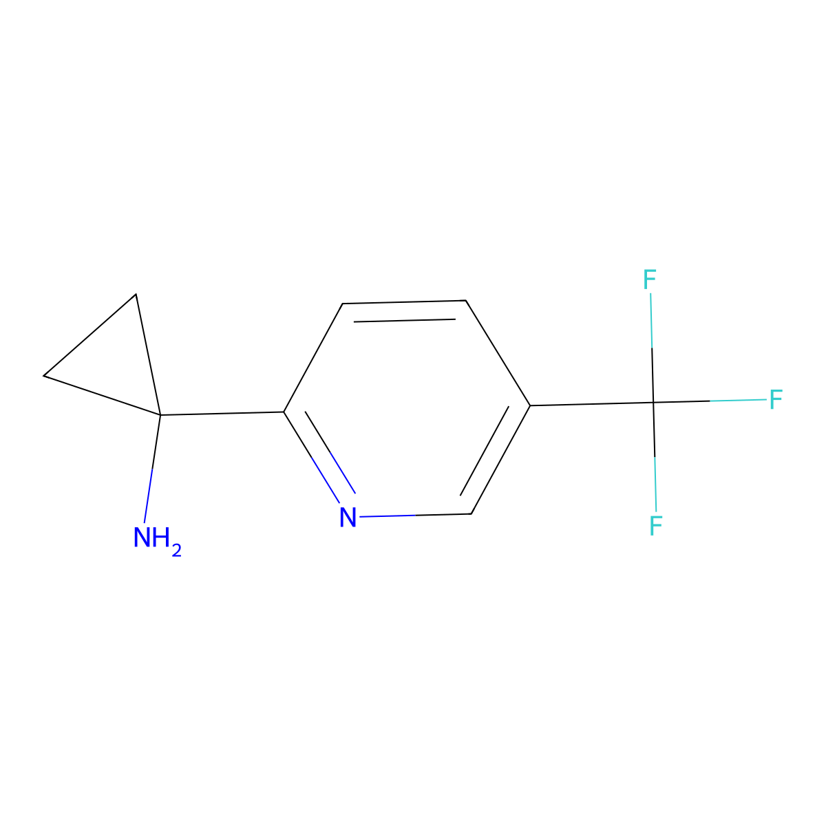 1-(5-(Trifluoromethyl)pyridin-2-yl)cyclopropan-1-amine molecular structure, CAS 1159737-44-6