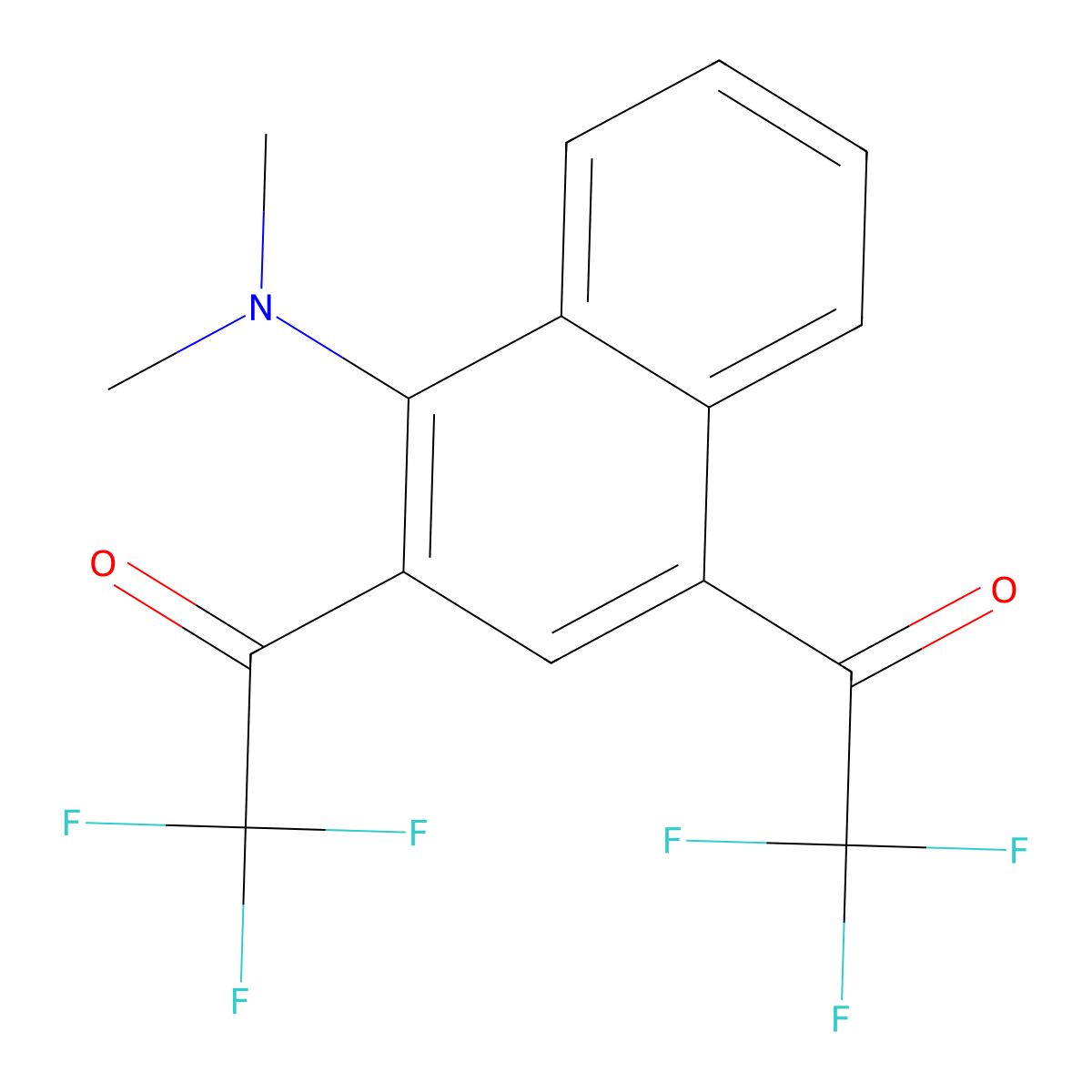 2,4-Bis(trifluoroacetyl)-1-(N,N-dimethylamino)naphthalene molecular structure, CAS 115975-33-2