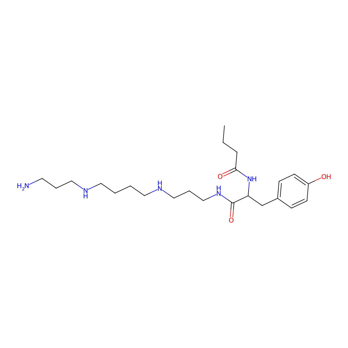 (alphaS)-N-(3-((4-((3-Aminopropyl)amino)butyl)amino)propyl)-4-hydroxy-alpha-((1-oxobutyl)amino)benzenepropanamide molecular structure, CAS 115976-93-7