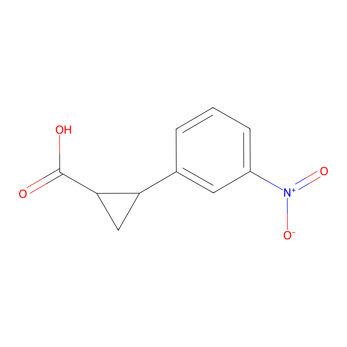 rac-(1R,2R)-2-(3-nitrophenyl)cyclopropane-1-carboxylic acid molecular structure, CAS 115977-28-1