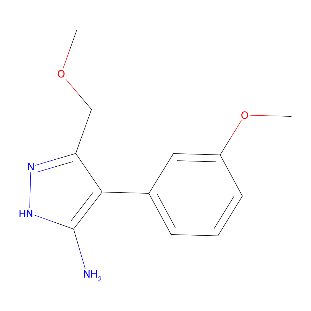 3-(methoxymethyl)-4-(3-methoxyphenyl)-1H-pyrazol-5-amine molecular structure, CAS 1159770-65-6