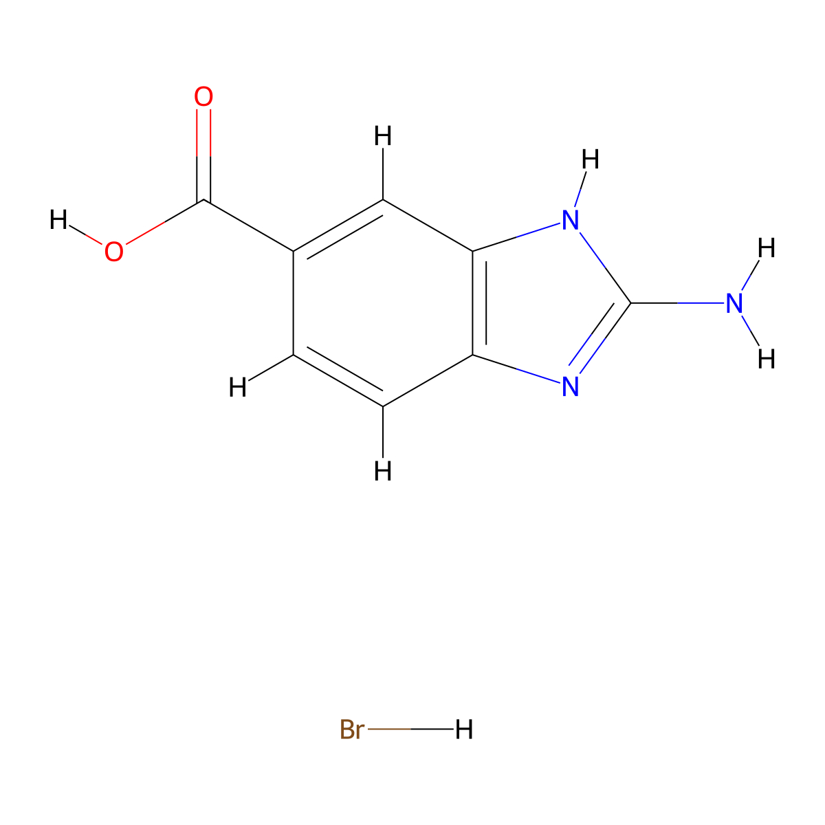 2-Amino-1H-1,3-benzodiazole-5-carboxylic acid hydrobromide molecular structure, CAS 1159811-37-6