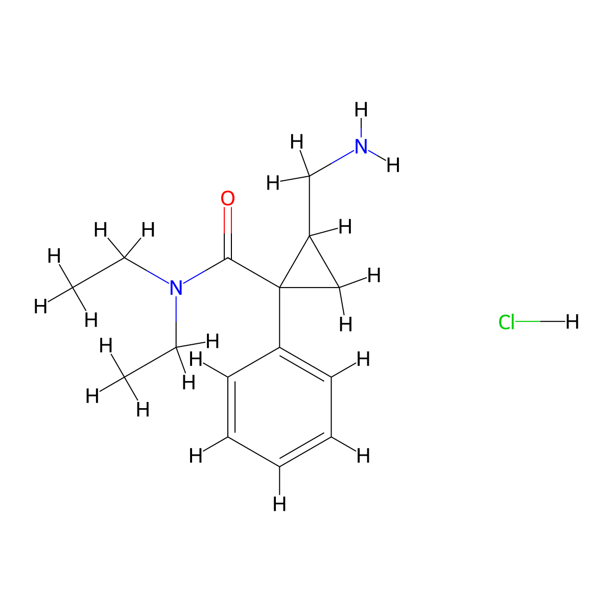 2-(aminomethyl)-N,N-diethyl-1-phenylcyclopropanecarboxamide hydrochloride molecular structure, CAS 1159813-27-0