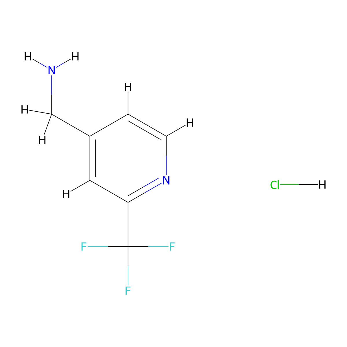 (2-(Trifluoromethyl)pyridin-4-yl)methanamine hydrochloride molecular structure, CAS 1159813-38-3