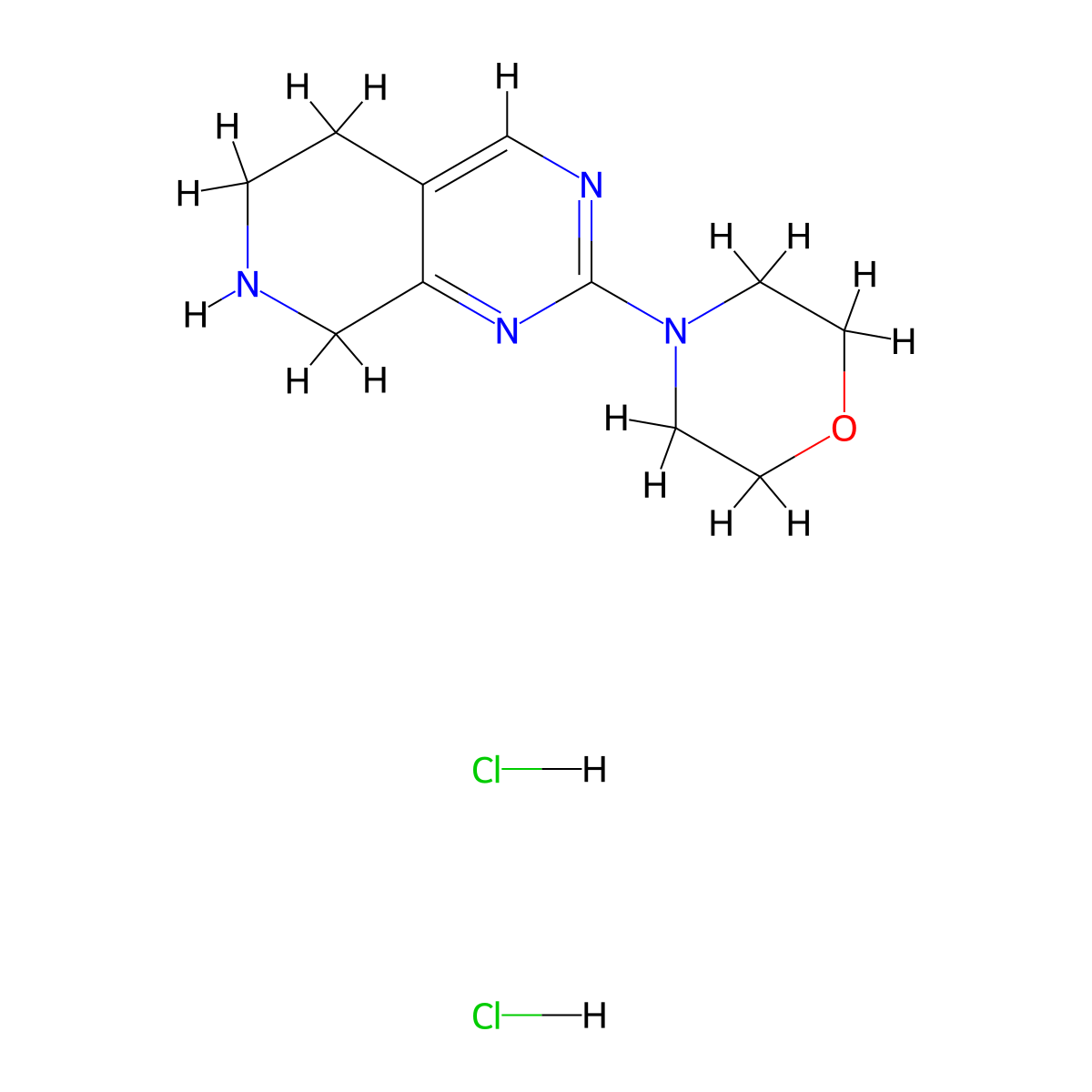 4-{5H,6H,7H,8H-pyrido[3,4-d]pyrimidin-2-yl}morpholine dihydrochloride molecular structure, CAS 1159813-65-6