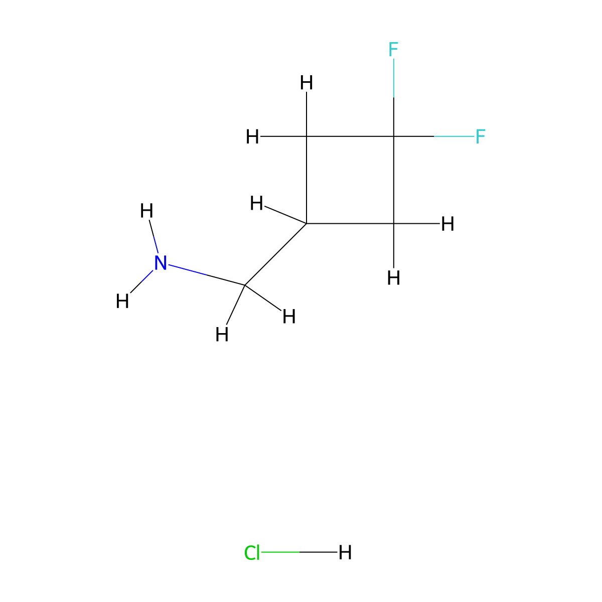 (3,3-Difluorocyclobutyl)methanamine hydrochloride molecular structure, CAS 1159813-93-0