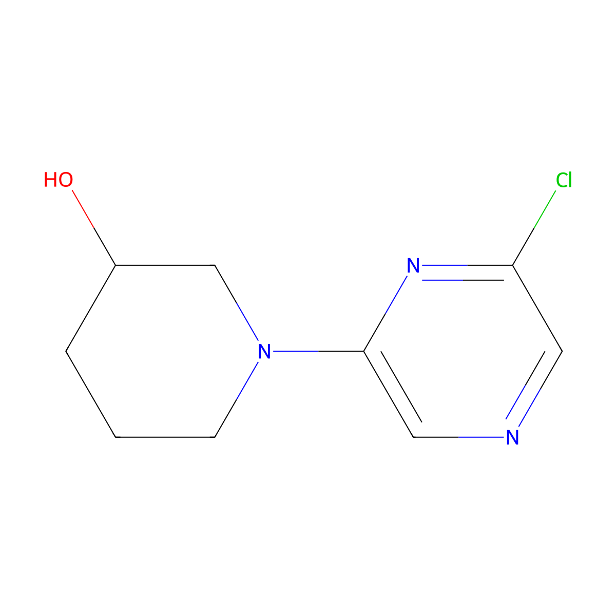 1-(6-Chloro-2-pyrazinyl)-3-piperidinol molecular structure, CAS 1159814-03-5