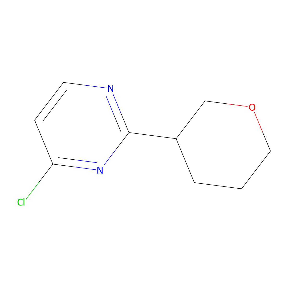 4-Chloro-2-(tetrahydro-2H-pyran-3-yl)pyrimidine molecular structure, CAS 1159814-22-8