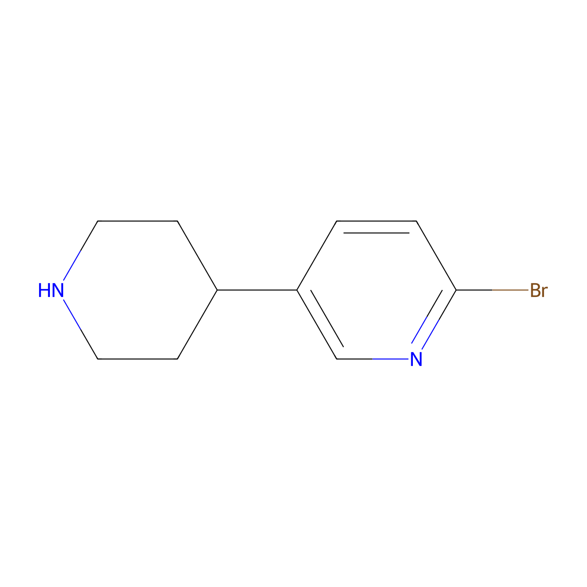 2-Bromo-5-(piperidin-4-yl)pyridine molecular structure, CAS 1159814-58-0