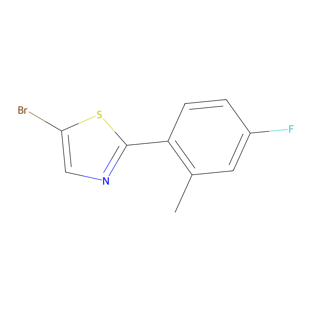 5-Bromo-2-(4-fluoro-2-methylphenyl)thiazole molecular structure, CAS 1159814-74-0