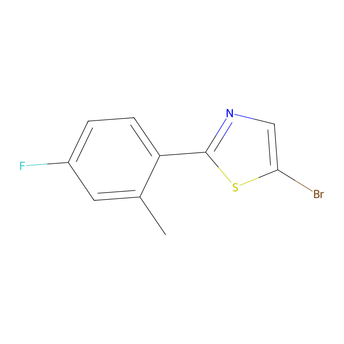 5-Bromo-2-(4-fluoro-2-methylphenyl)thiazole molecular structure, CAS 1159814-74-0