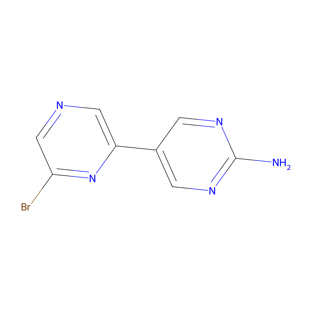 2-Bromo-6-(2-amino-5-pyrimidyl)pyrazine molecular structure, CAS 1159814-96-6