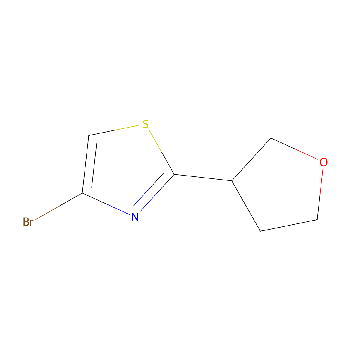4-Bromo-2-(oxolan-3-yl)-1,3-thiazole molecular structure, CAS 1159814-98-8