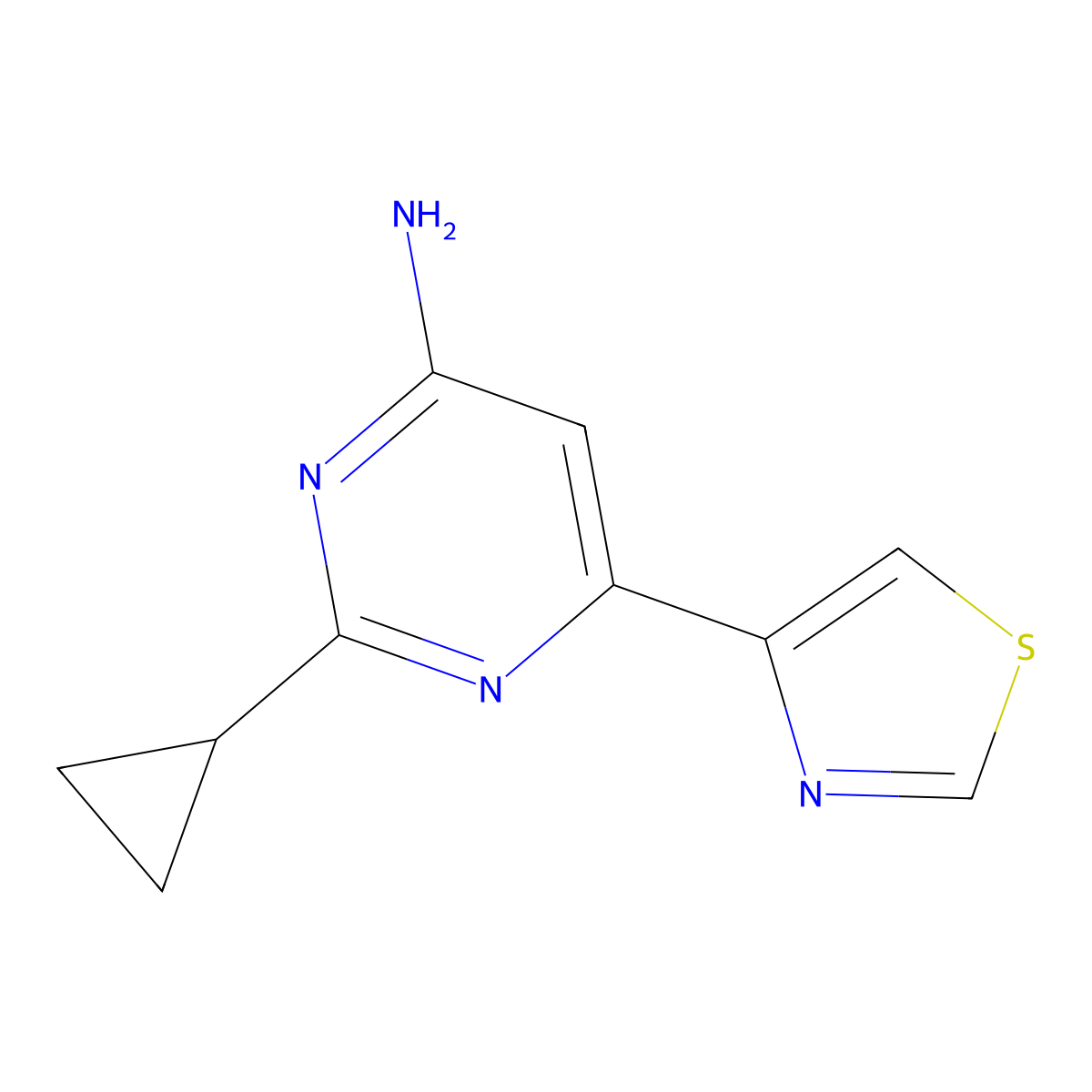 4-Amino-6-(4-thiazolyl)-2-cyclopropylpyrimidine molecular structure, CAS 1159814-99-9