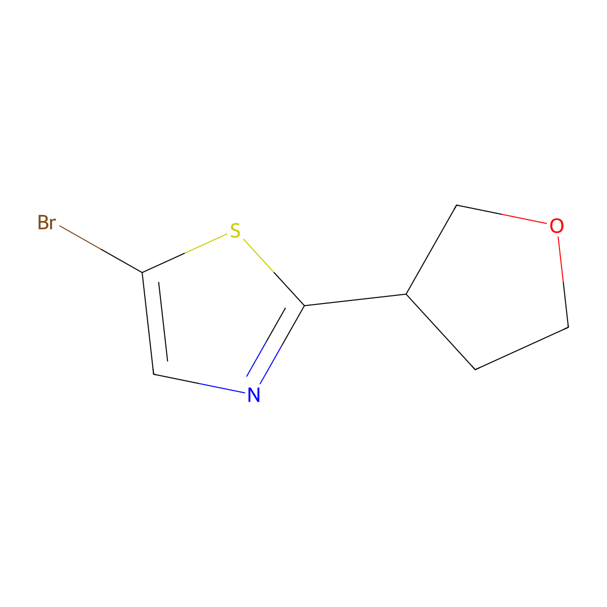 5-Bromo-2-(tetrahydrofuran-3-yl)thiazole molecular structure, CAS 1159815-19-6