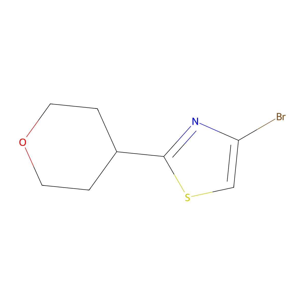 4-Bromo-2-(tetrahydro-2H-pyran-4-yl)thiazole molecular structure, CAS 1159815-23-2