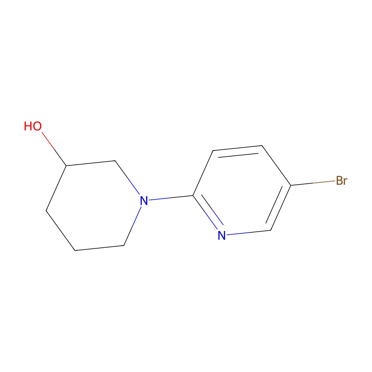 1-(5-Bromopyridin-2-yl)piperidin-3-ol molecular structure, CAS 1159815-32-3