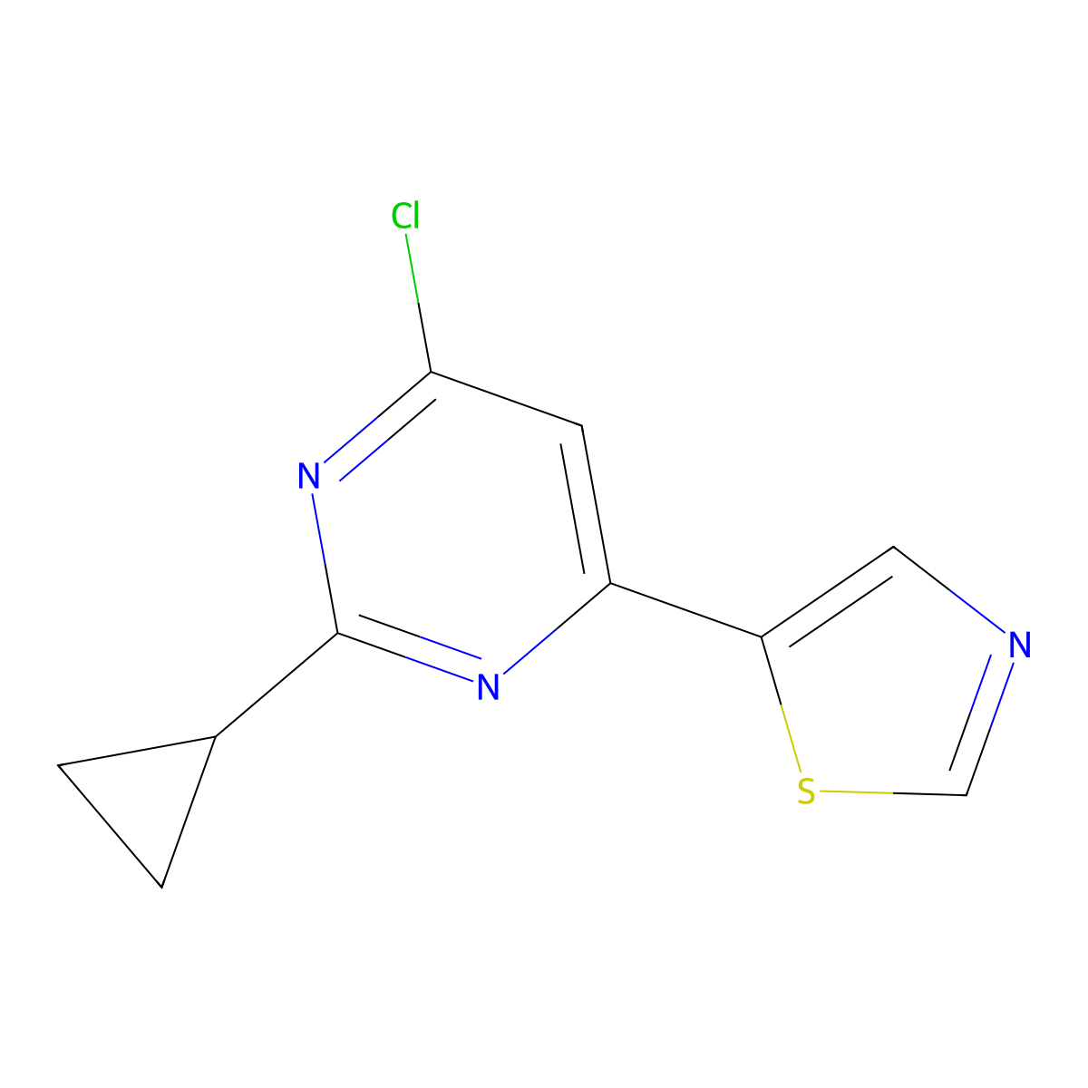 4-Chloro-6-(5-thiazolyl)-2-cyclopropylpyrimidine molecular structure, CAS 1159815-35-6