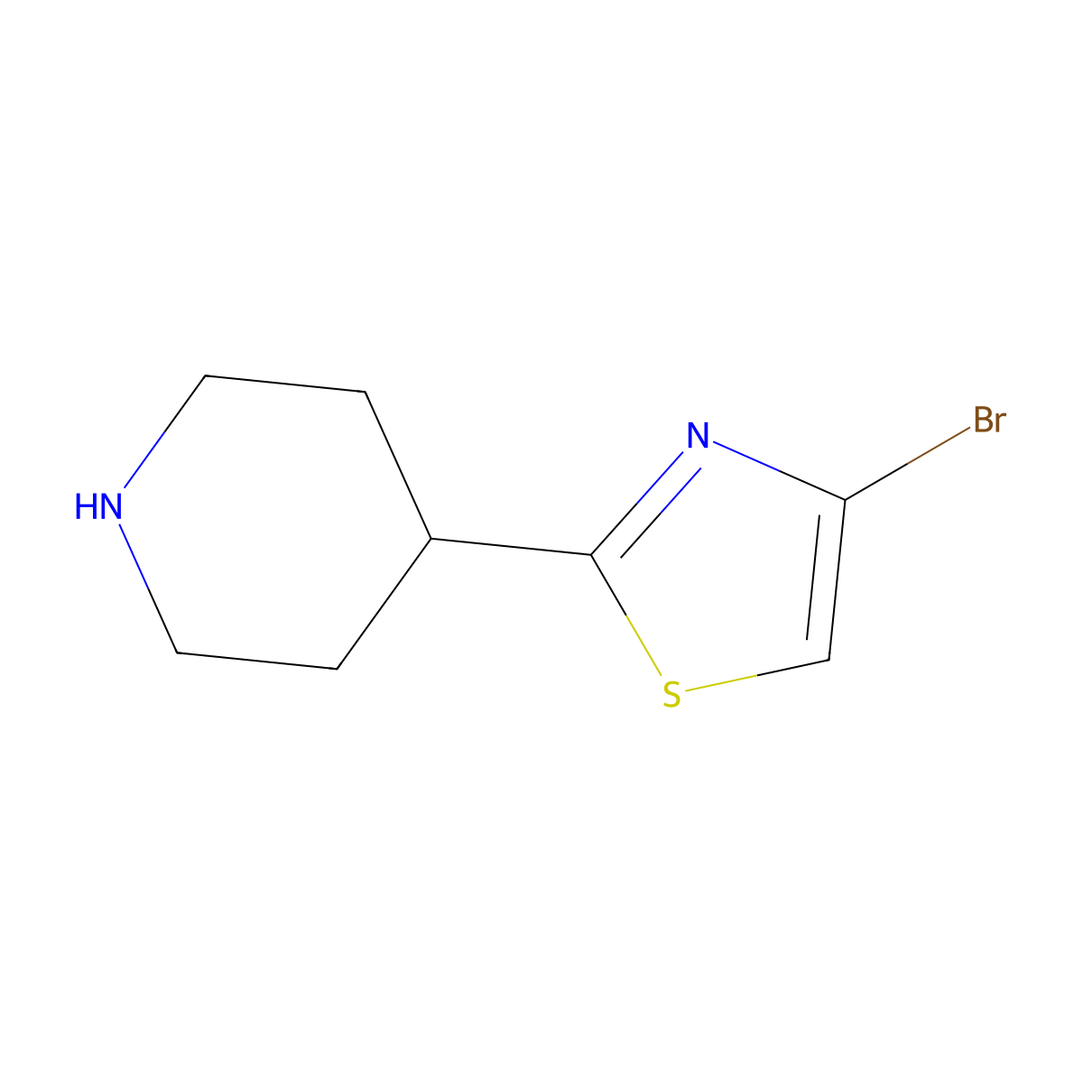 4-Bromo-2-(piperidin-4-yl)thiazole molecular structure, CAS 1159815-51-6