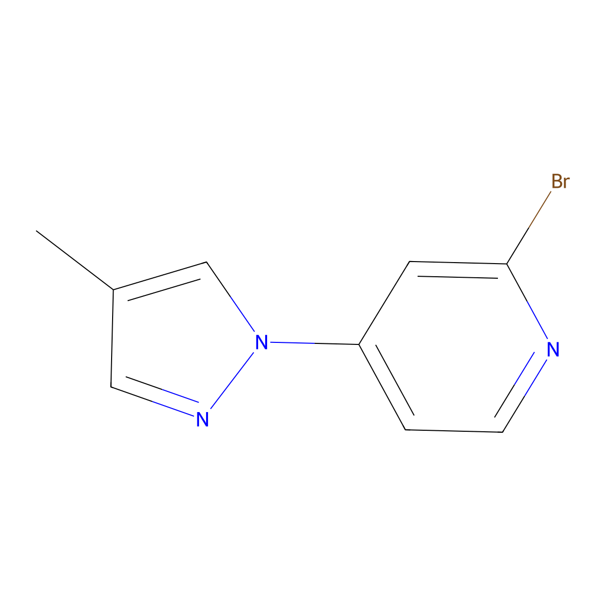 2-Bromo-4-(4-methyl-1H-pyrazol-1-yl)pyridine molecular structure, CAS 1159815-55-0