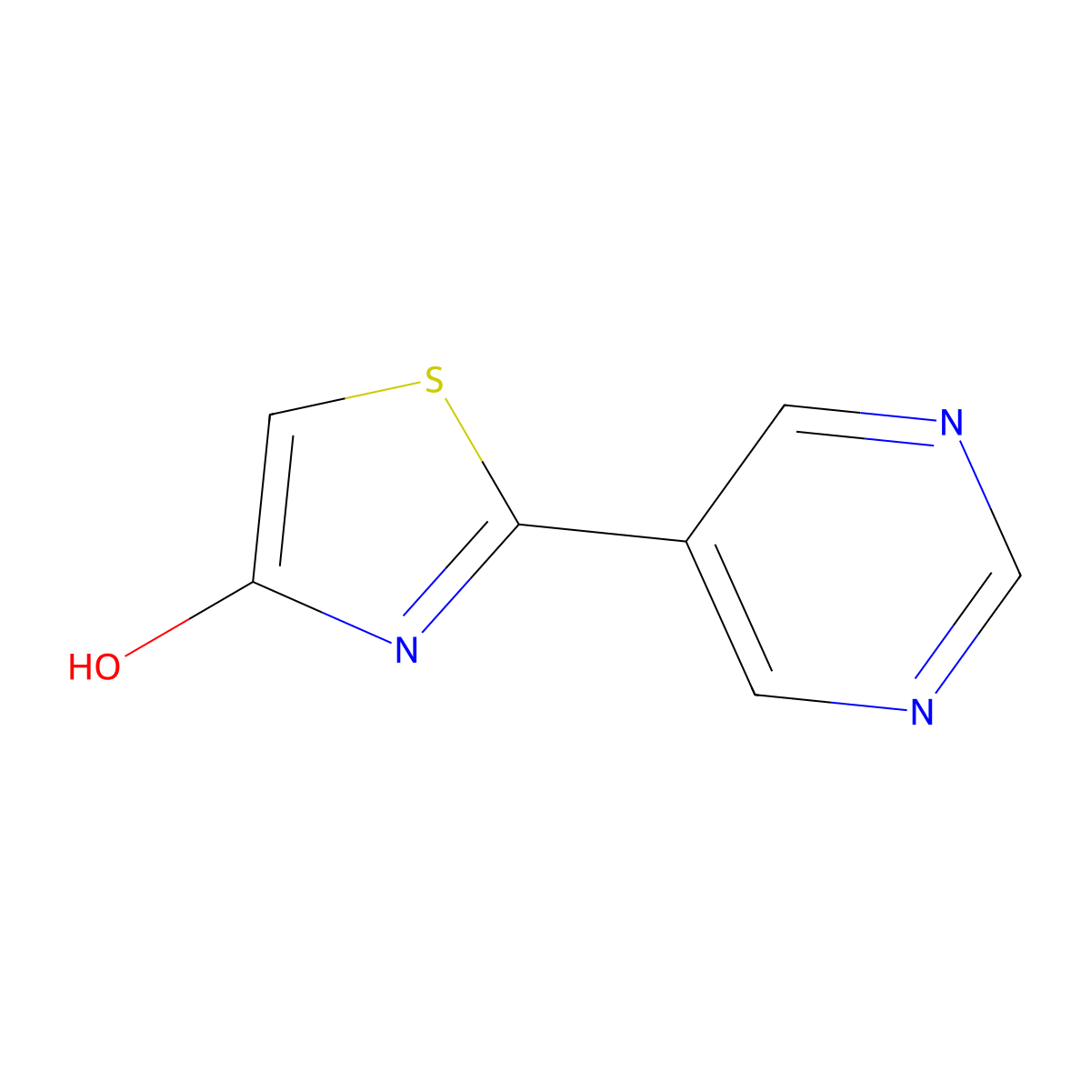 4-Hydroxy-2-(5-pyrimidyl)thiazole molecular structure, CAS 1159815-62-9