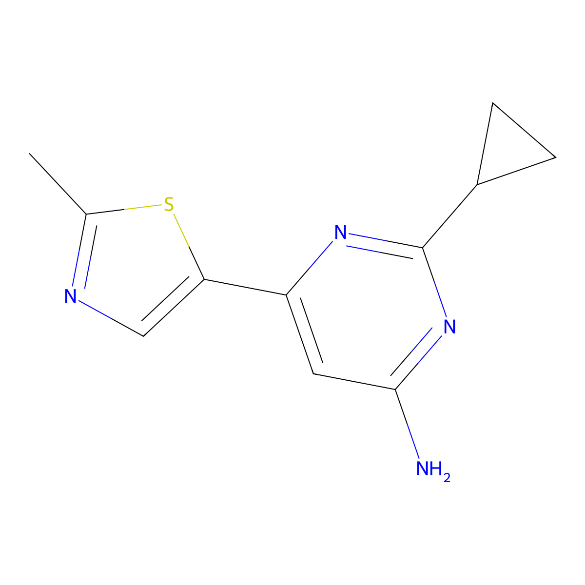 4-Amino-6-(2-methyl-5-thiazolyl)-2-cyclopropylpyrimidine molecular structure, CAS 1159815-64-1