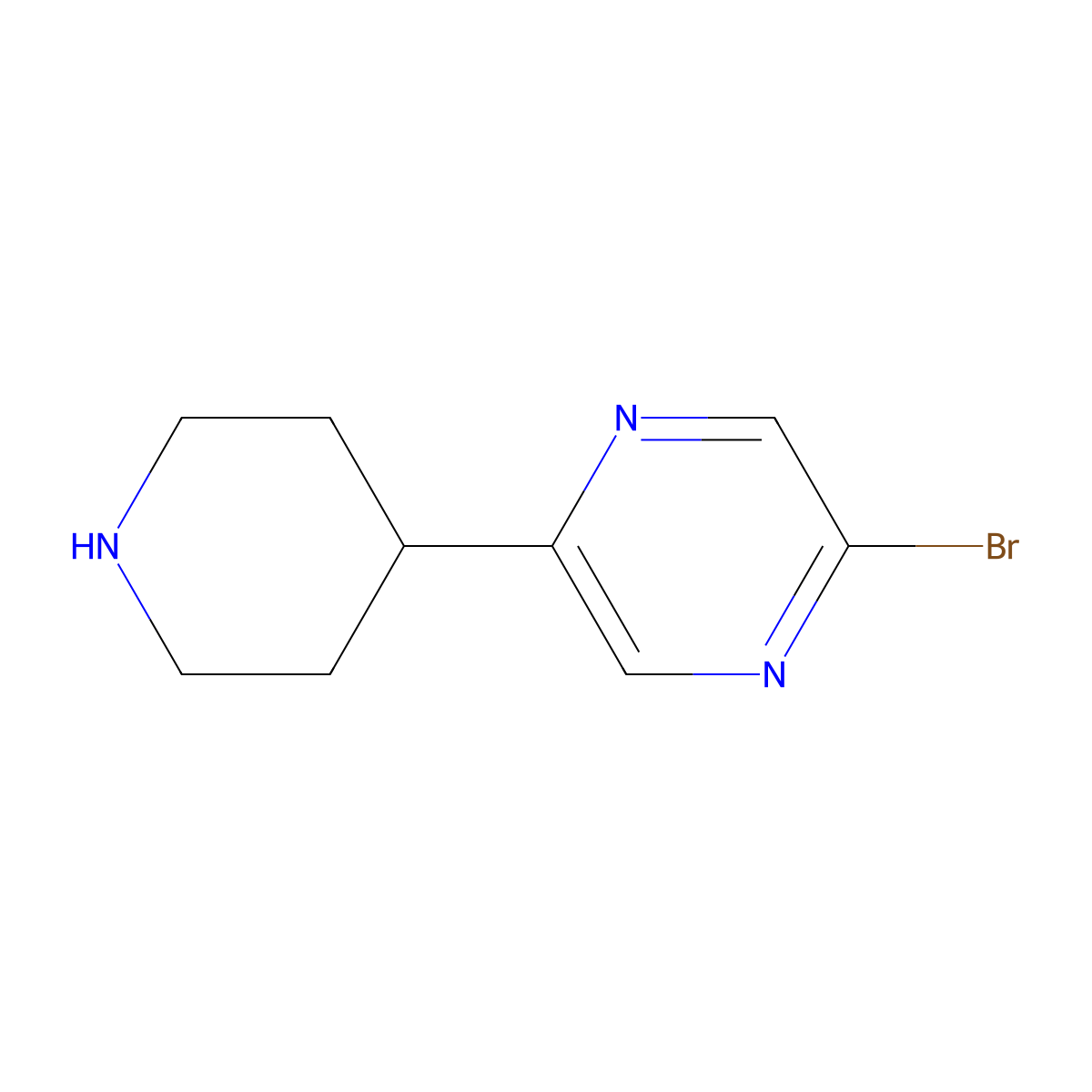 2-Bromo-5-(piperidin-4-YL)pyrazine molecular structure, CAS 1159815-65-2