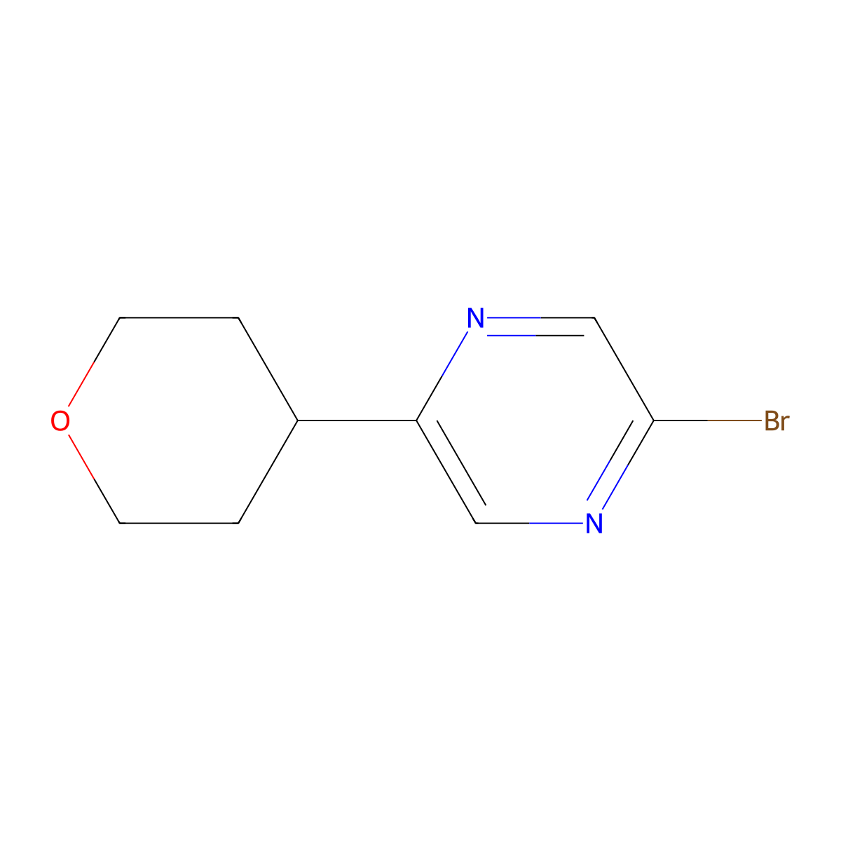 2-Bromo-5-(oxan-4-yl)pyrazine molecular structure, CAS 1159815-67-4