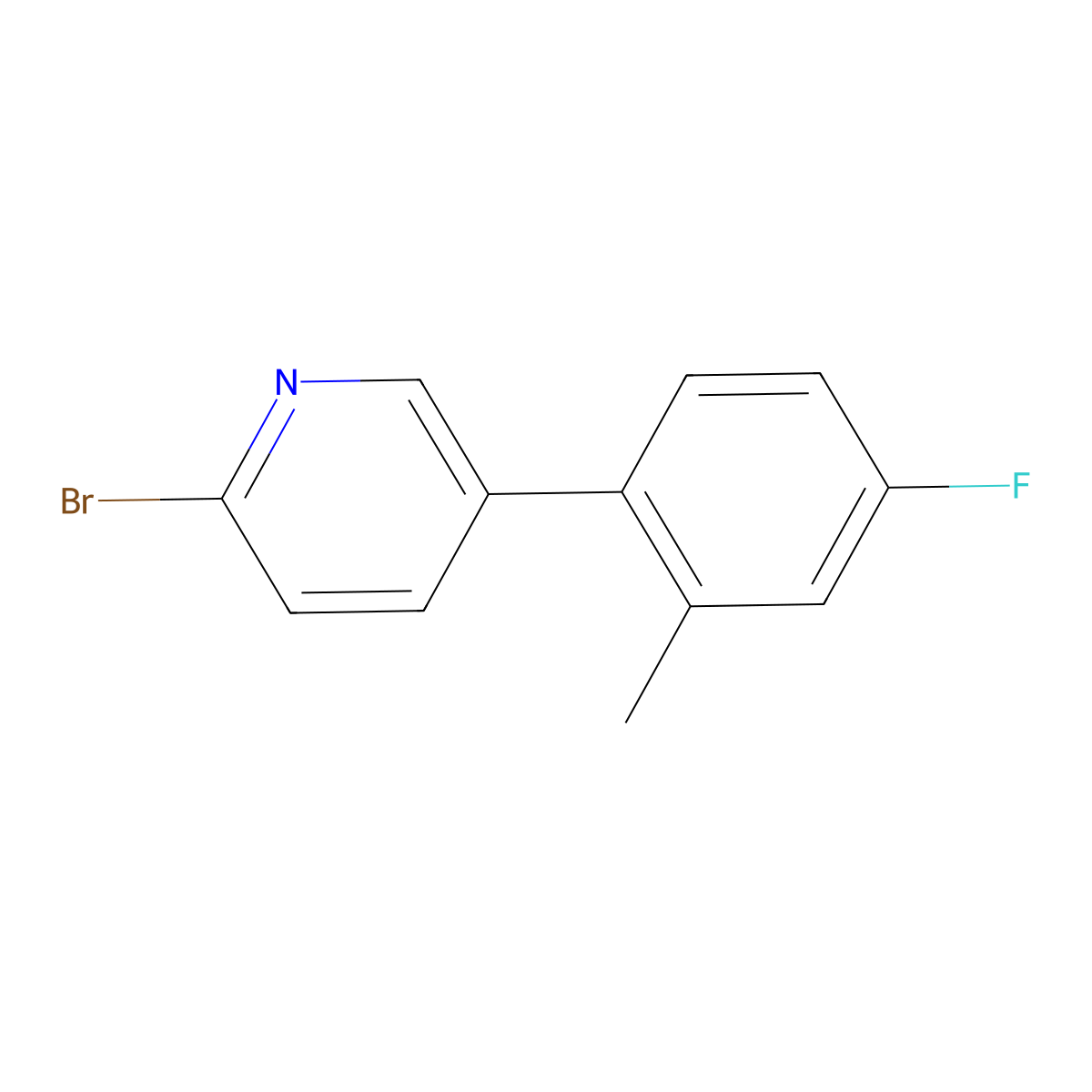2-Bromo-5-(4-fluoro-2-methylphenyl)pyridine molecular structure, CAS 1159815-69-6